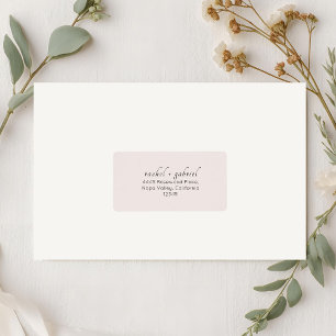 Blush Pink   Chic Simple Clean Wedding Address  Label