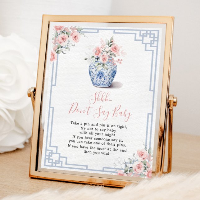 Blush Pink Chinoiserie Ginger Jar Don't Say Baby Poster (Creator Uploaded)