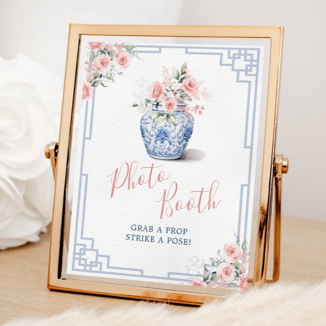 Blush Pink Chinoiserie Ginger Jar Photo Booth Poster (Creator Uploaded)