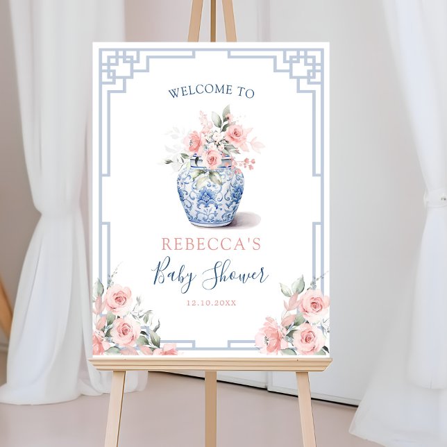 Blush Pink Chinoiserie Ginger Jar Welcome  Poster (Creator Uploaded)