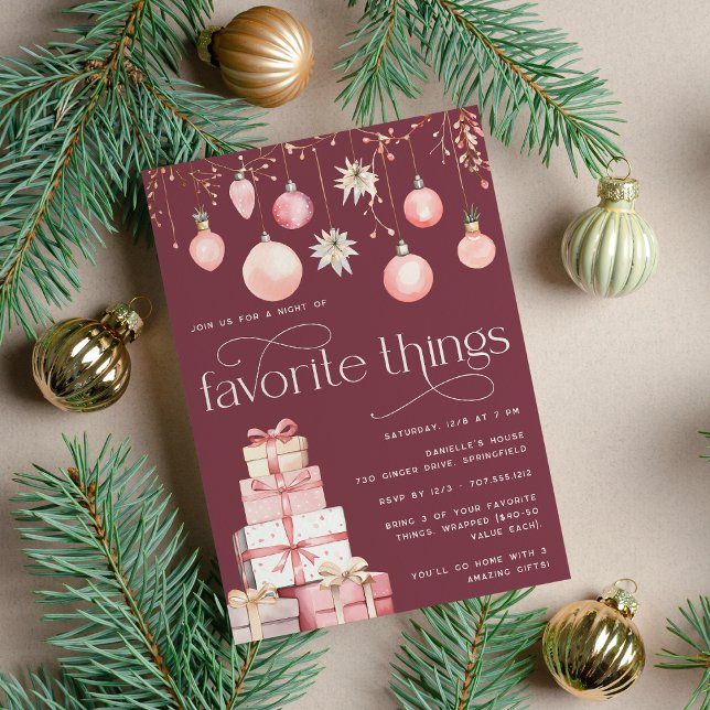 Blush Pink Christmas Favourite Things Party Invitation (Creator Uploaded)