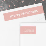 Blush Pink Christmas | Minimalist Return Address<br><div class="desc">Simple, stylish "merry christmas" quote wrap around address label with modern typography in white on a dusky pink background in a minimalist 'scandi' scandinavian design style. The label can be easily personalised with your own greeting, return name and address to make a truly bespoke christmas holiday label for the festive...</div>