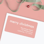 Blush Pink Christmas | Minimalist Return Address Label<br><div class="desc">Simple, stylish "merry christmas" quote return address label with modern typography in white on a dusky pink background in a minimalist 'scandi' scandinavian design style. The label can be easily personalised with your own greeting, return name and address to make a truly bespoke christmas holiday label for the festive season...</div>