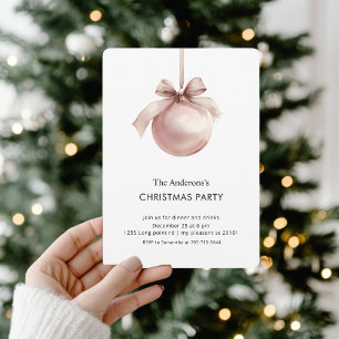 Blush Pink Christmas Ornament Party Invitation