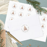 Blush Pink Christmas Tree Return Name Address Classic Round Sticker<br><div class="desc">Blush PInk Christmas Tree Return Name Address. Contemporary style for your festive mailings. Your return name and address details,  which you can easily personalise,  are curved above and below in grey and can be changed to another colour if you wish via edit further.</div>