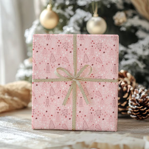 Blush Pink Christmas Tree Wrapping Paper