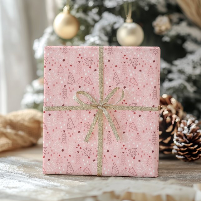Blush Pink Christmas Tree Wrapping Paper (Creator Uploaded)