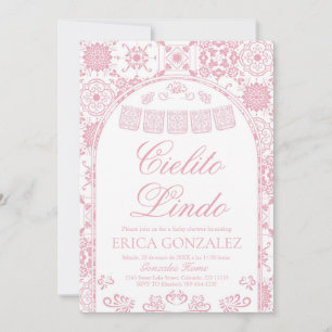 Blush Pink Cielito Lindo Papel Picado Baby Shower Invitation