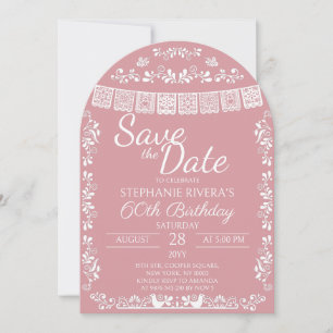 Blush Pink Cielito Lindo Save the Date 60 Birthday Invitation