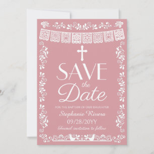 Blush Pink Cielito Lindo Save the Date Baptism Invitation