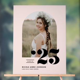 Blush Pink Class of 2025 Arch Photo Graduation Acrylic Sign