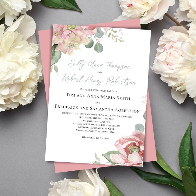 Blush Pink Classic Floral Wedding Invitation (Creator Uploaded)