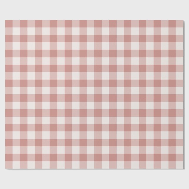 Blush Pink Classic Gingham Check Wrapping Paper (Flat)