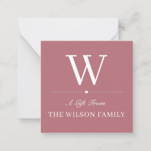 Blush Pink Classic Monogram Gift Enclosure Cards