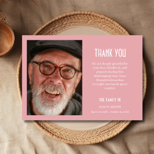Blush Pink Classic Personalized Photo Funeral Thank You Card
