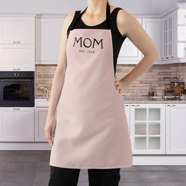 Blush Pink Classic Typography Established Mum Apron (Creator Uploaded)