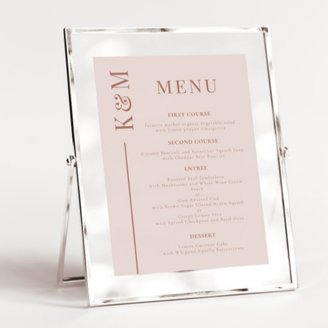 Blush Pink Clean Line Wedding Dinner Menu (Creator Uploaded)