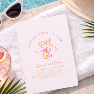 Blush Pink Cocktail Bridal Shower Bow Invitation