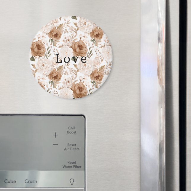 Blush Pink Cocoa Brown Flowers Magnet (In Situ (Fridge))