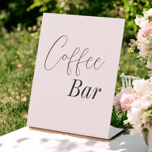 Blush Pink Coffee Bar Wedding Shower  Pedestal Sign (Creator Uploaded)