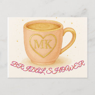 Blush pink coffee cup postcard