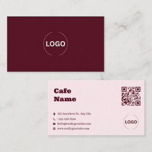 Blush Pink Coffee Shop Business Card QR Code