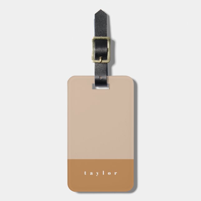 Blush Pink Colour Block Luggage Tag (Front Vertical)