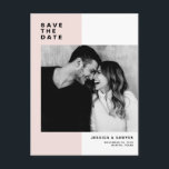 Blush Pink Colour Block Modern Photo Save the Date Announcement Postcard<br><div class="desc">Announce your wedding date with this simple and modern save the date postcard. It features blush pink and white colour block with classic typography. Personalise by adding photos,  names,  date,  venue and other details. This photo save the date postcard is perfect for any wedding theme.</div>