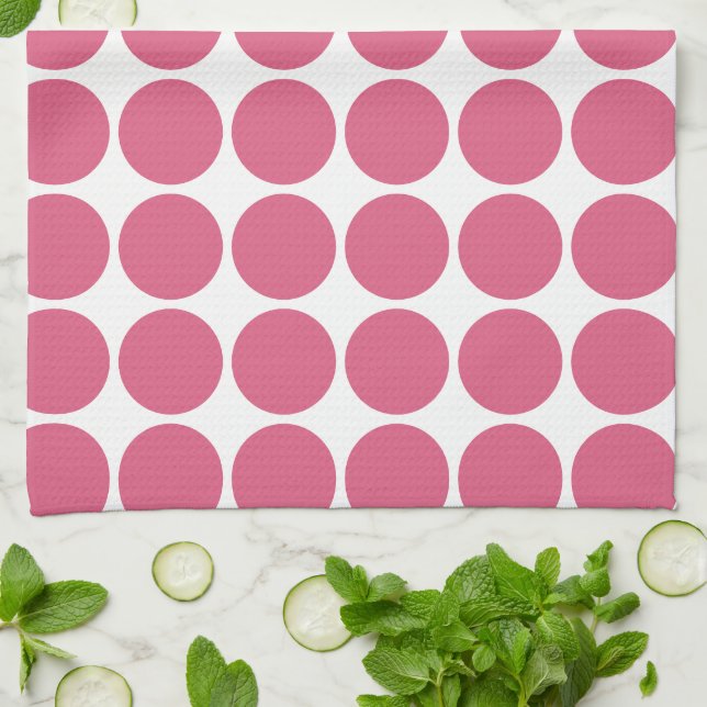 Blush Pink Colour Scandi Dots Pattern Design   Tea Towel (Folded)