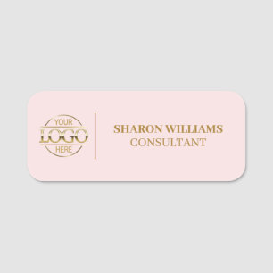 Blush Pink Company Business Logo Employee Magnetic Name Tag