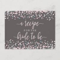 Blush Pink Confetti Bridal Shower Recipe Card