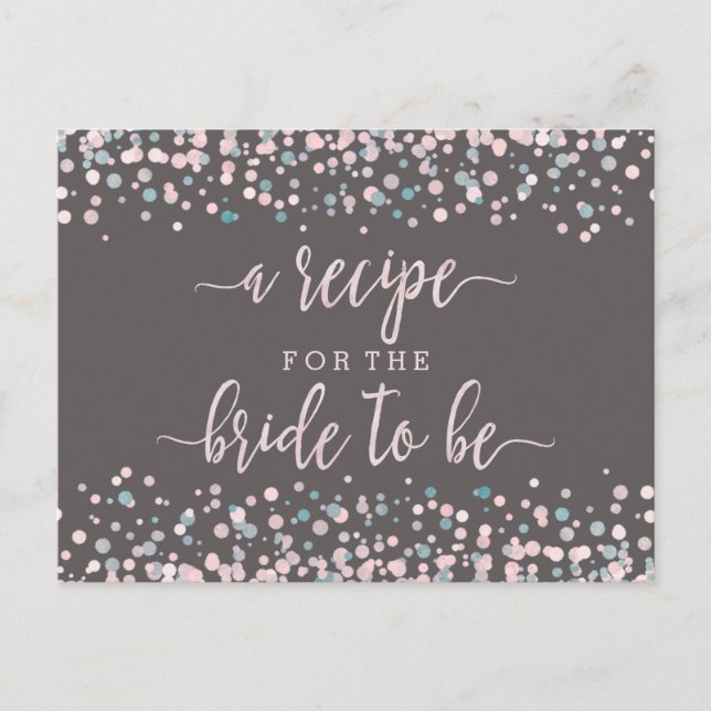 Blush Pink Confetti Bridal Shower Recipe Card (Front)
