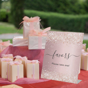 Blush pink confetti party favour pedestal sign