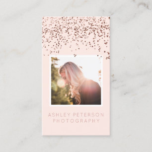 Blush pink confetti photo photography typography business card