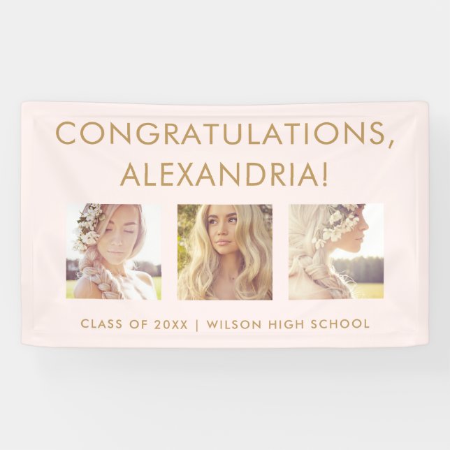 Blush Pink | Congratulations Graduate Photo Banner (Horizontal)