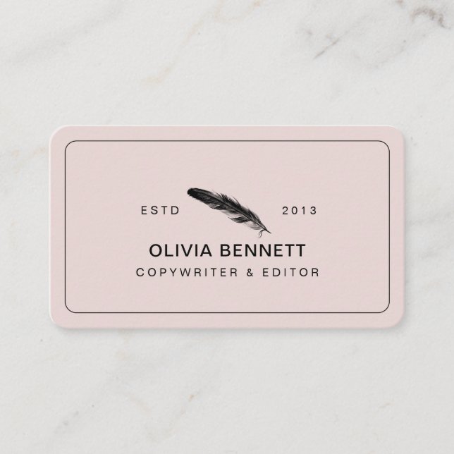 Blush Pink Copywriter Editor Proofreader Writer Business Card (Front)