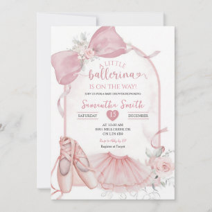 Blush Pink Coquette Ballerina Baby Shower Invitation
