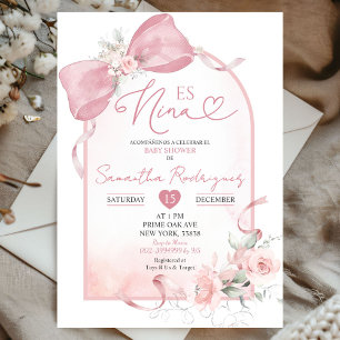 Blush Pink Coquette Floral Es Nina Baby Shower Invitation