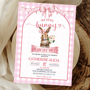 Blush Pink Coquette Little Bunny Baby Shower Invitation
