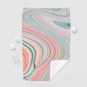 blush pink coral mint green marble swirls rainbow golf towel
