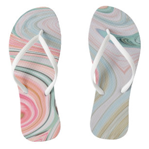 blush pink coral mint green marble swirls rainbow jandals