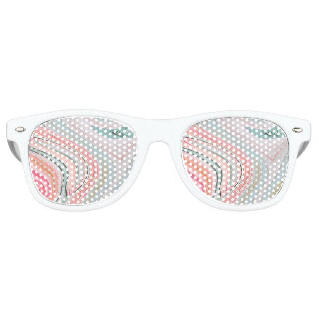 blush pink coral mint green marble swirls rainbow retro sunglasses (Front)