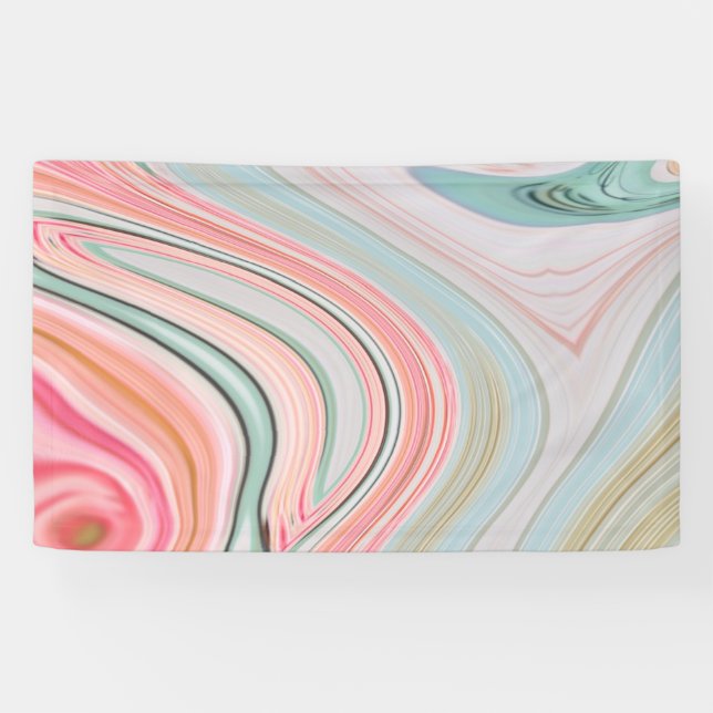 blush pink coral mint green rainbow marble swirls banner (Horizontal)