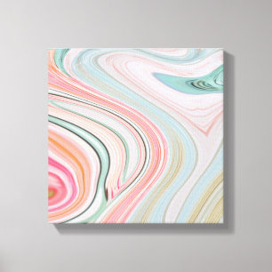 blush pink coral mint green rainbow marble swirls canvas print