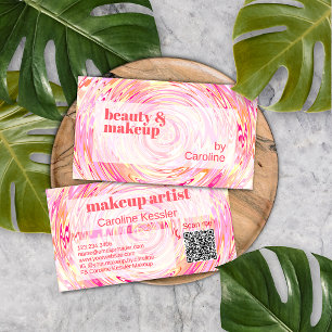 Blush Pink Coral Orange Red Abstract Art Pattern Business Card