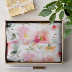 Blush Pink Coral Red Orange Floral  Tissue Paper