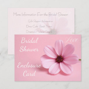 Blush Pink Cosmos Floral Script Bridal Shower Enclosure Card