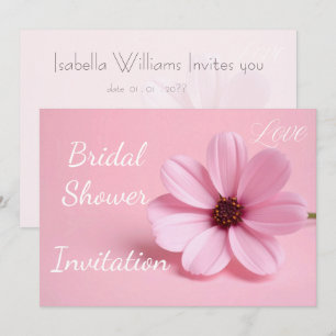 Blush Pink Cosmos Floral Script Bridal Shower Invitation