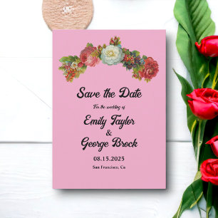 Blush Pink Country Roses Floral Elegant Wedding Save The Date