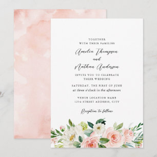 Blush Pink Country Rustic Botanical Wedding Invitation
